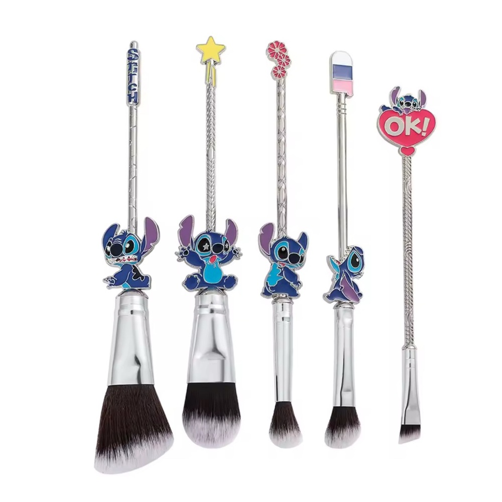Disney Stitch Makeup Brush Set - Silver and Black
